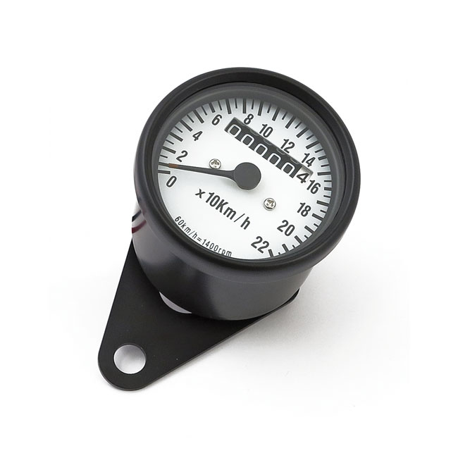 Mini speedometer, 1:1 kmh black with white face plate