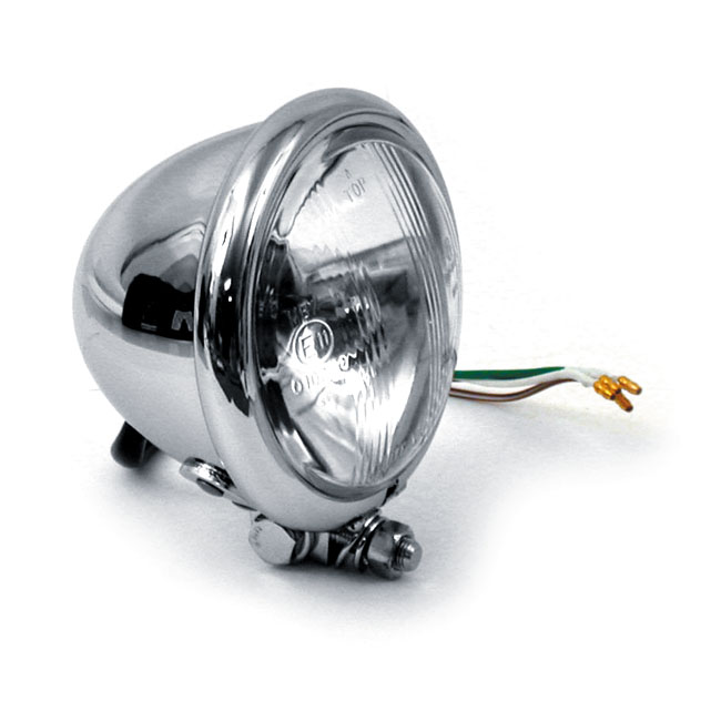 4-1/2 inch Bates style chrome headlamp