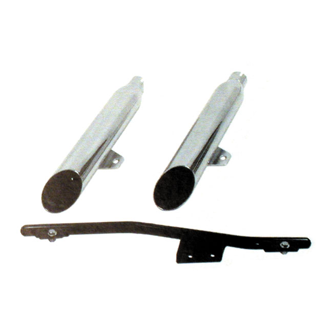 Paughco, replacement muffler kit. Slash Cut. Chrome