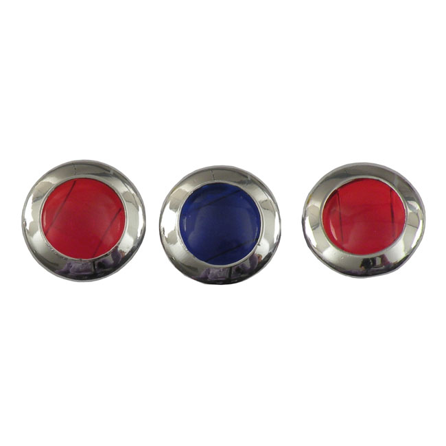 Replacement lens set, for 3-light dash. Red & Blue