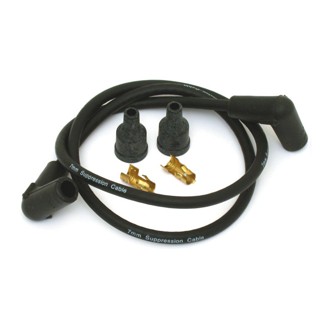 Universal 7mm spark plug wire set. Black