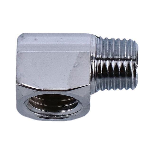 CHROME OIL GAUGE FITTING, 90 DEGREES