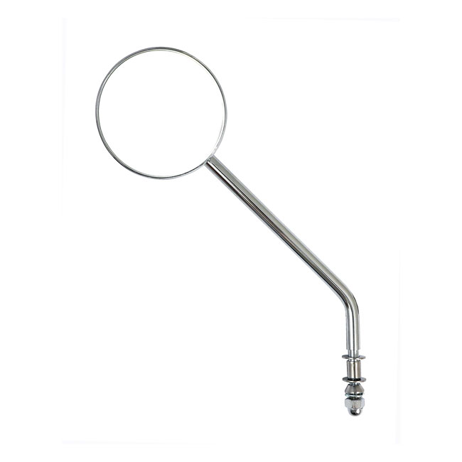 Steel 3" round mirror. Chrome, long stem