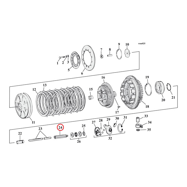PUSHROD END CLUTCH, RIGHT SIDE