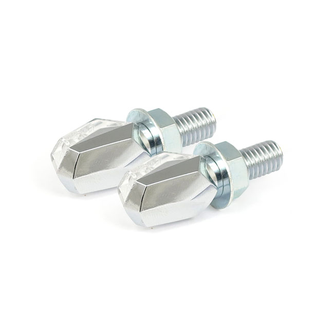 TINY LED TURN SIGNALS, CHROME W/CLEAR LENS