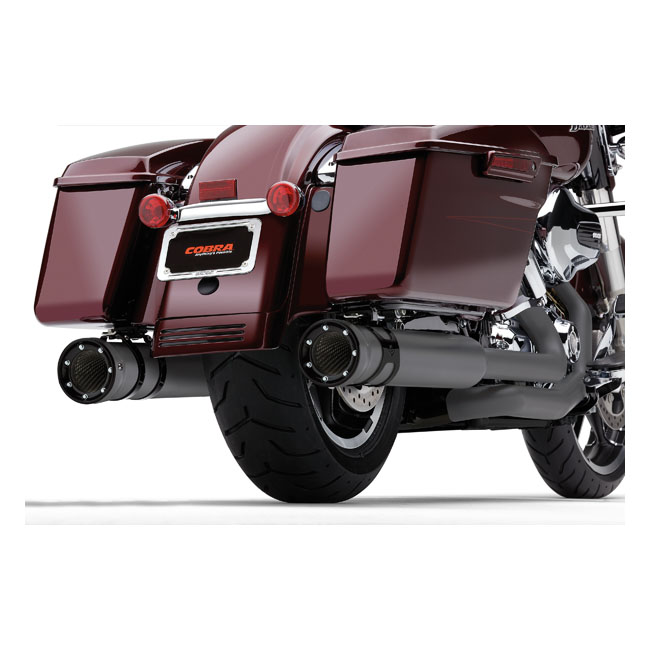 Cobra, 4" Race Pro slip-on mufflers. Black