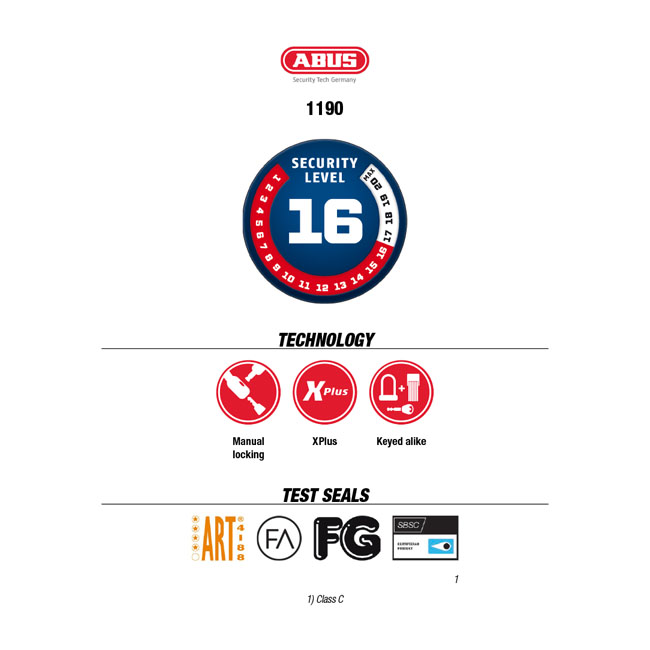 Abus, 1190/120 lock & chain set