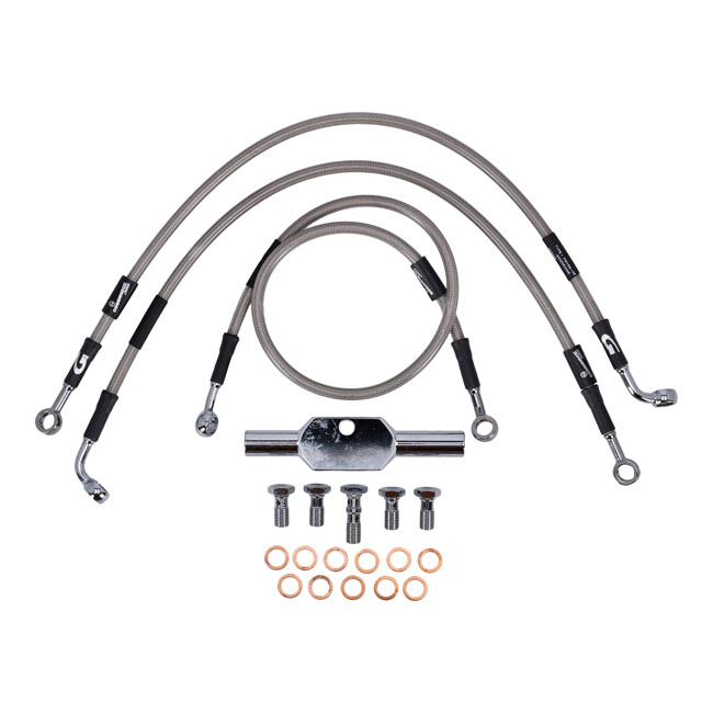 Goodridge brake line front, stainless clear coated