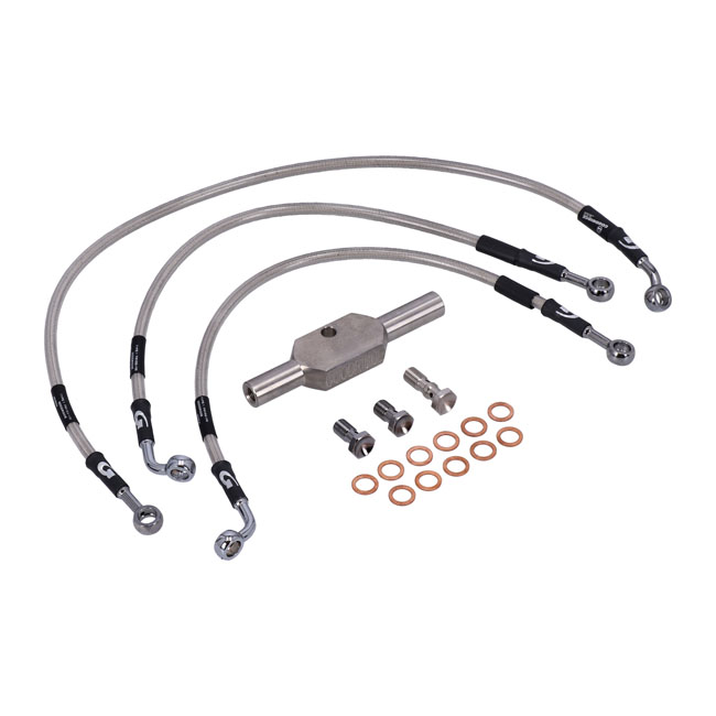 Goodridge brake line front, stainless clear coated