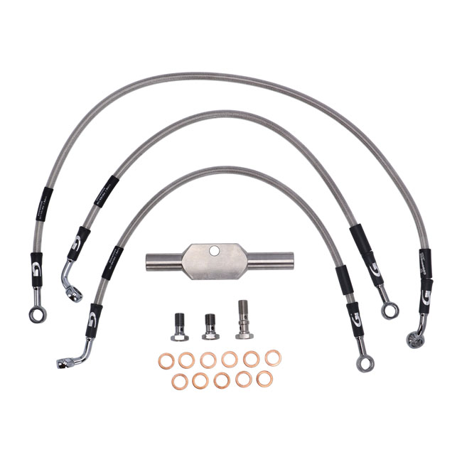 Goodridge brake line front, stainless clear coated