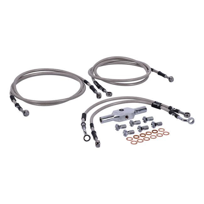 Goodridge brake line front, stainless clear coated