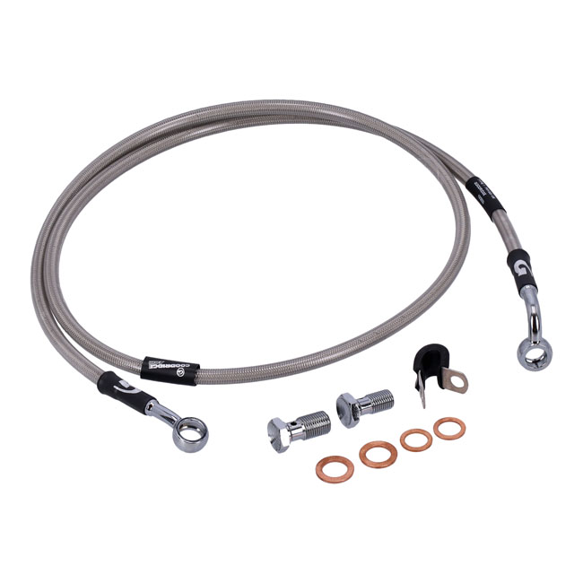 Goodridge brake line front, stainless clear coated