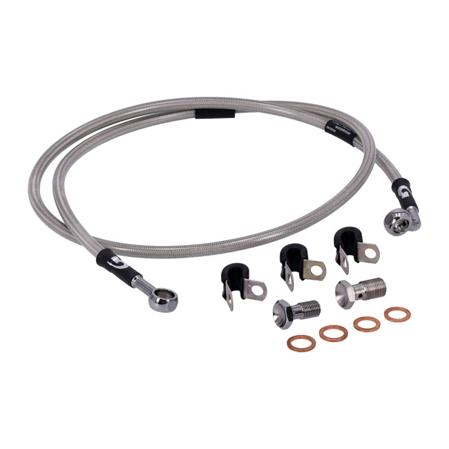 Goodridge brake line front, stainless clear coated