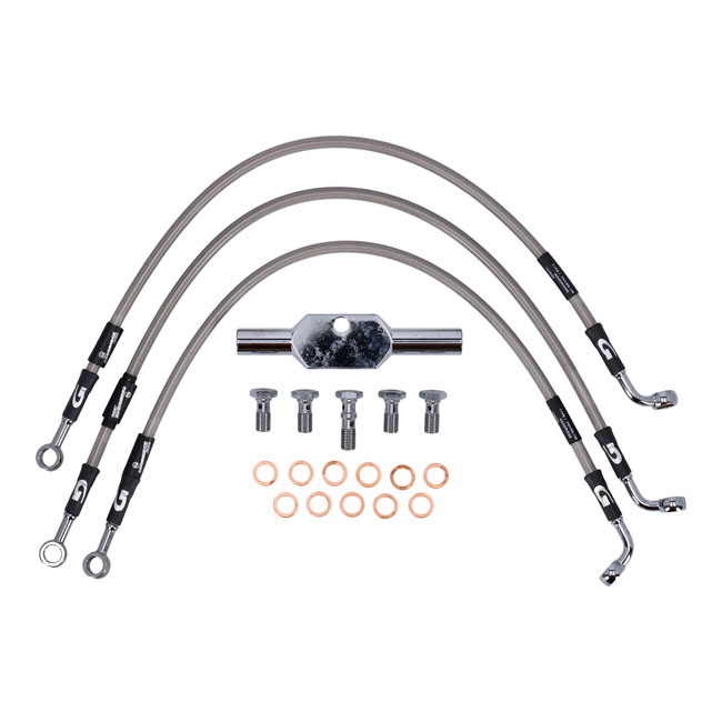 Goodridge brake line front, stainless clear coated
