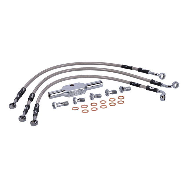 Goodridge brake line front, stainless clear coated