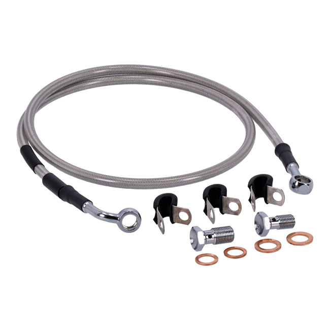 Goodridge brake line front, stainless clear coated
