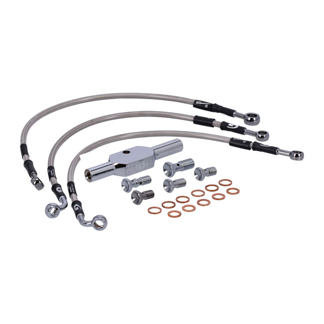 Goodridge brake line front, stainless clear coated