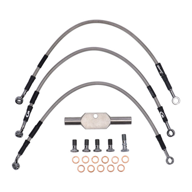 Goodridge brake line front, stainless clear coated