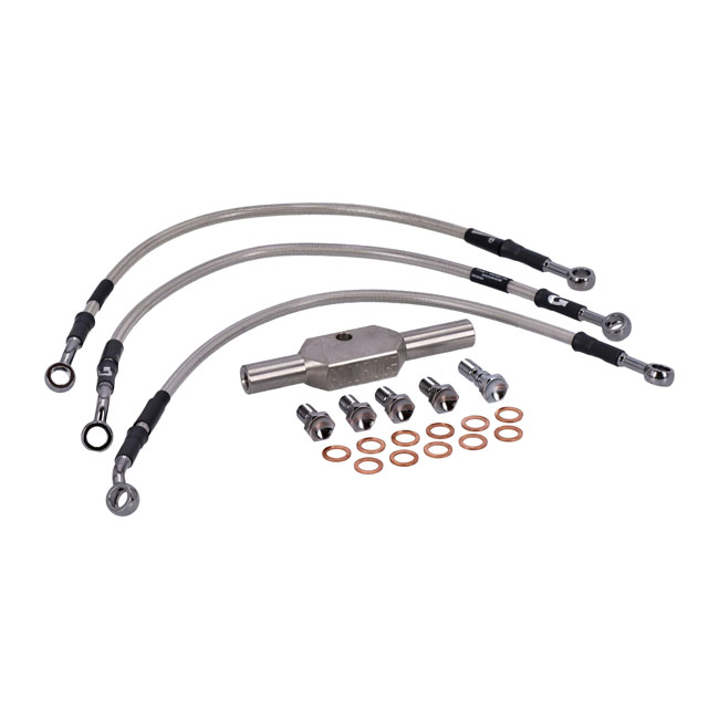Goodridge brake line front, stainless clear coated