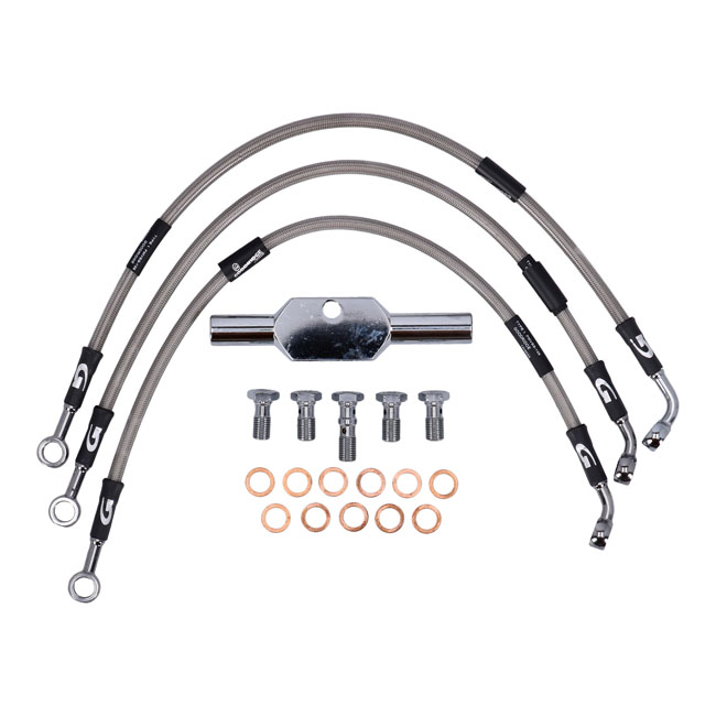 Goodridge brake line front, stainless clear coated