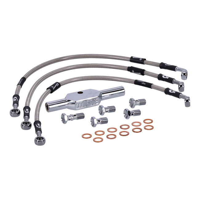 Goodridge brake line front, stainless clear coated