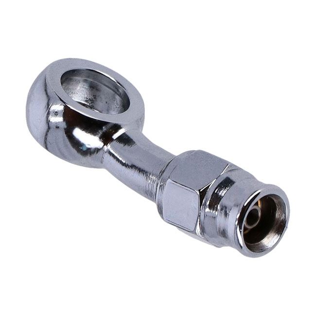 Goodridge, 3/8" (10mm) banjo fitting 20 degree bend. Chrome