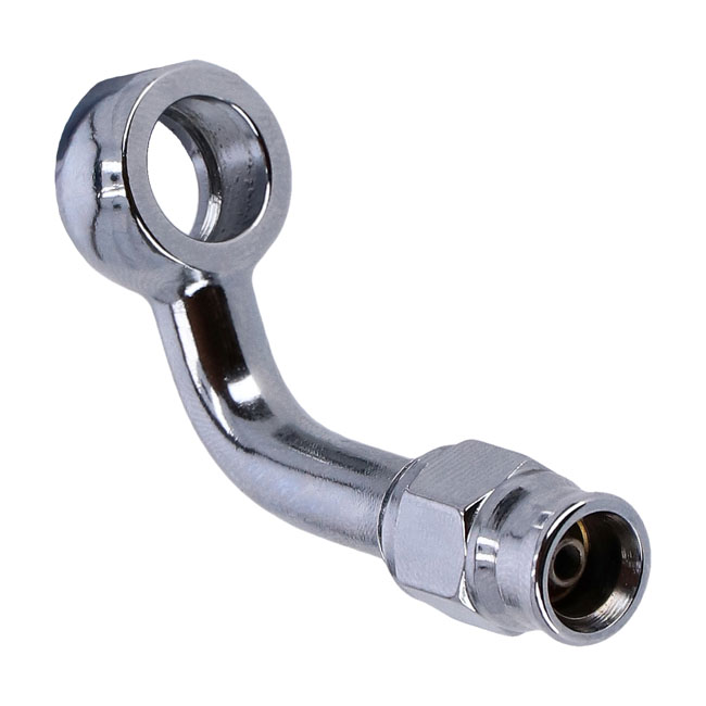Goodridge, 3/8" (10mm) banjo fitting 70 degree bend. Chrome