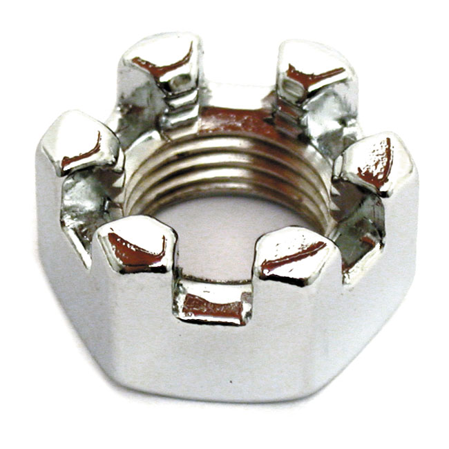 CHROME CASTLE NUT, 1/2 INCH-20