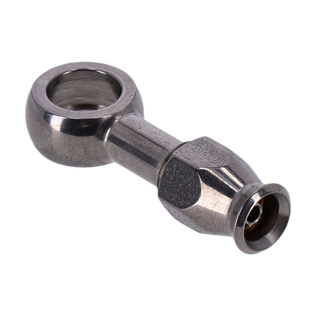 Goodridge, 3/8" (10mm) banjo fitting straight. Stainless