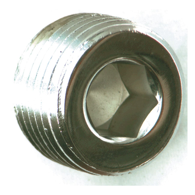 GW, 1/2 NPT allen pipe plug. Chrome