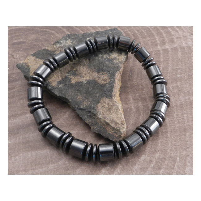 Amigaz hematite magnetic beaded stretch bracelet