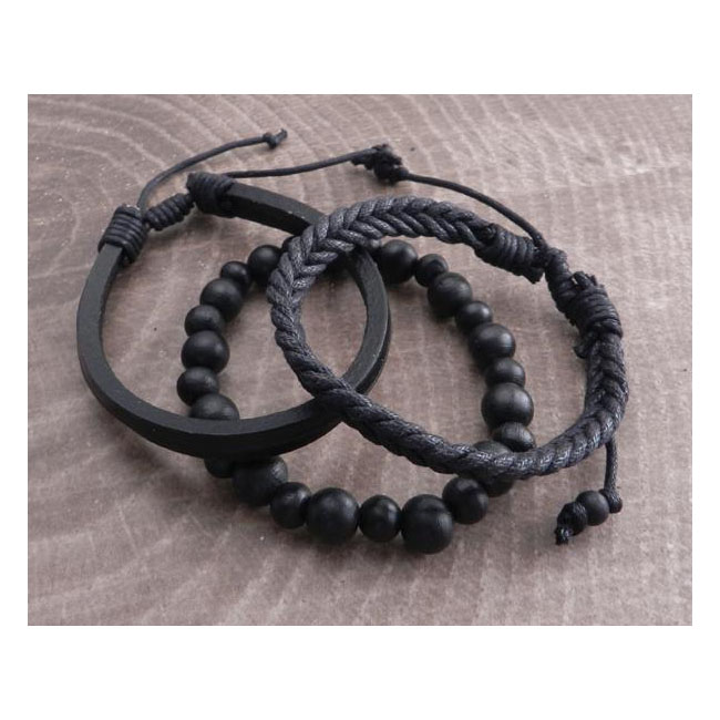 Amigaz Rope Sliders & Wood Bead bracelet black