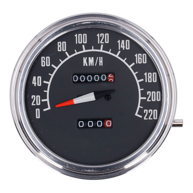 FL speedometer, '74-84 face', black. 2:1 KMH