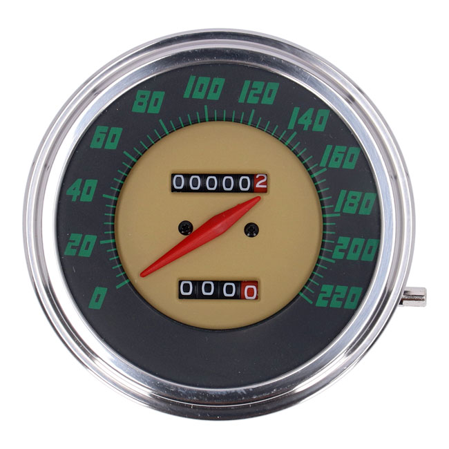 FL speedometer, '48-61 face', green. 2:1 KMH