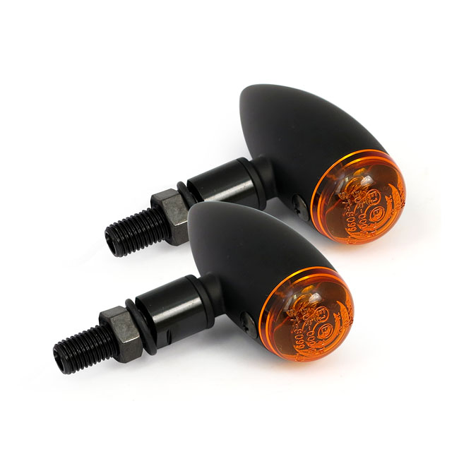 MICRO BULLET TURN SIGNALS, BLACK PLAIN