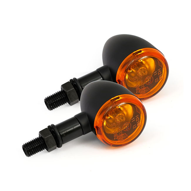 MINI BULLET TURN SIGNALS, BLACK PLAIN