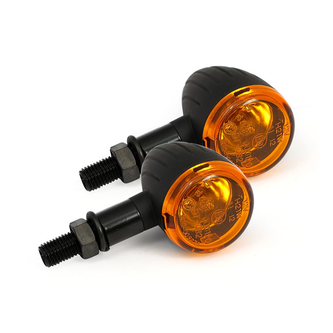 MINI BULLET TURN SIGNALS, BLACK GROOVED