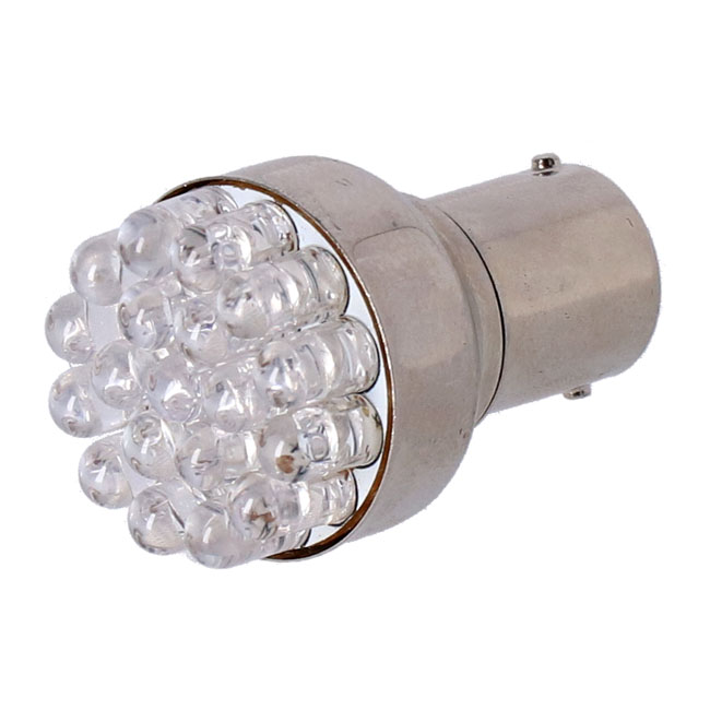 Turn signal LED bulb, BAY15S socket. Red light emitting