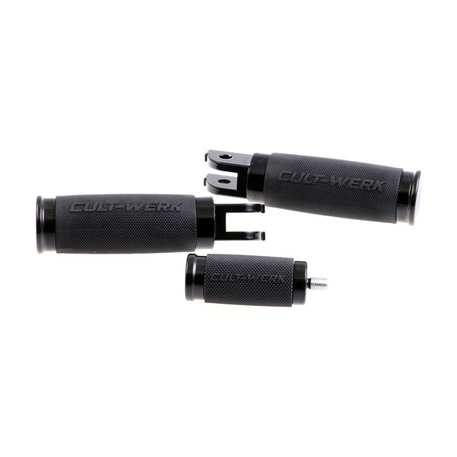 Cult-Werk, 'Racing' rider foot & shift peg set. Gloss black