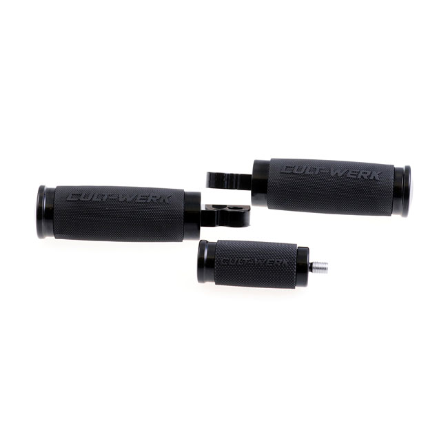 Cult-Werk, 'Racing' rider foot & shift peg set. Gloss black