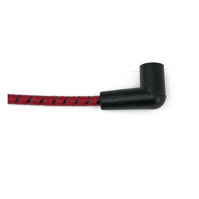 Universal 40" spark plug wire set. Cotton cloth, Red/Black