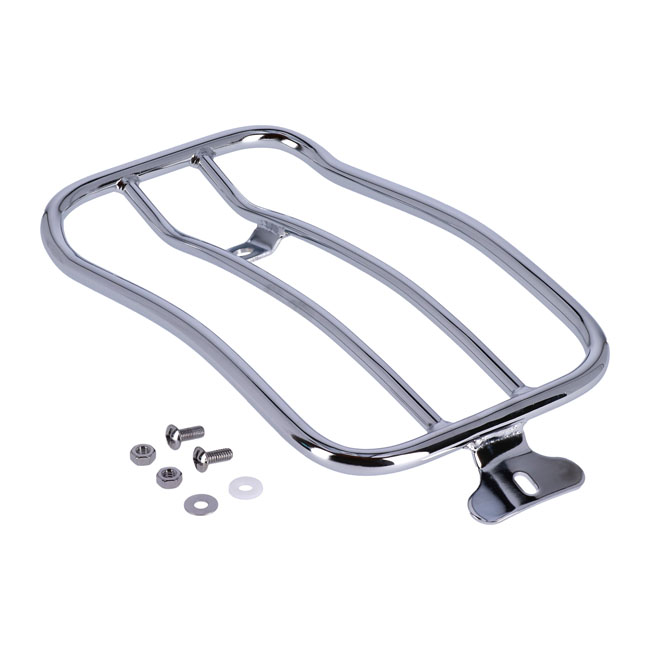 Solo seat luggage rack, 7". Chrome