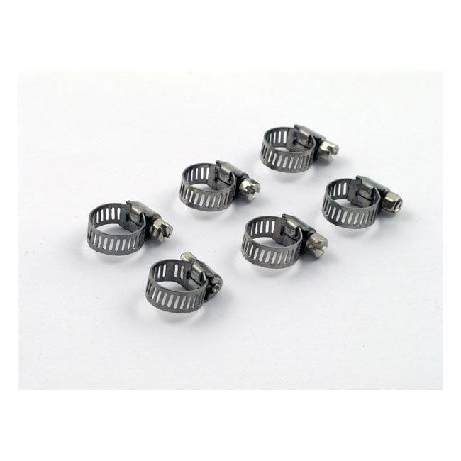 Hose clamps, 7/32 to 5/8". Stainless steel