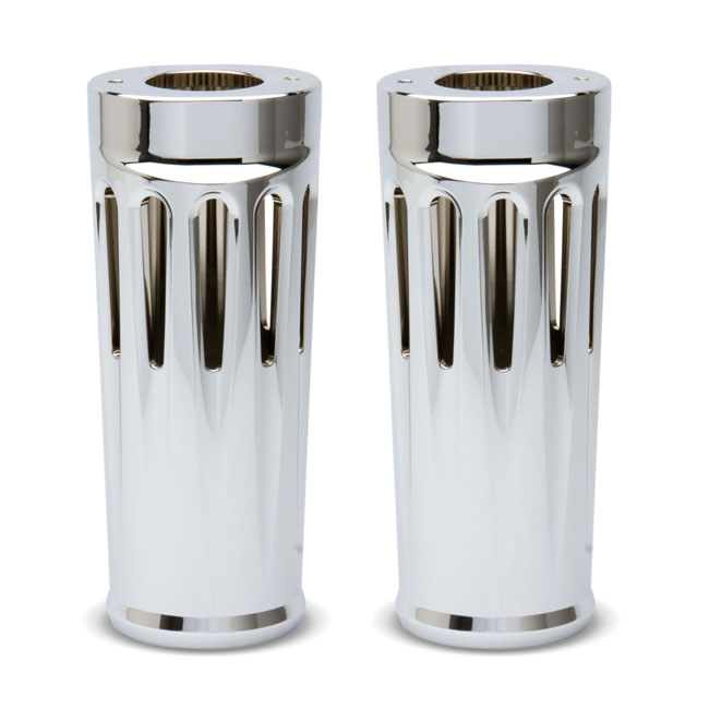 Arlen Ness, Deep Cut fork boots +2". Chrome