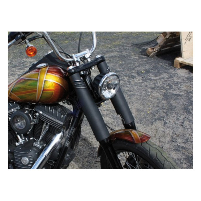 EMD, Bombshell 49 upper fork tube covers. Black Cut