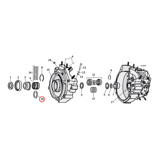 Sprocket shaft bearing spacer shim .116"