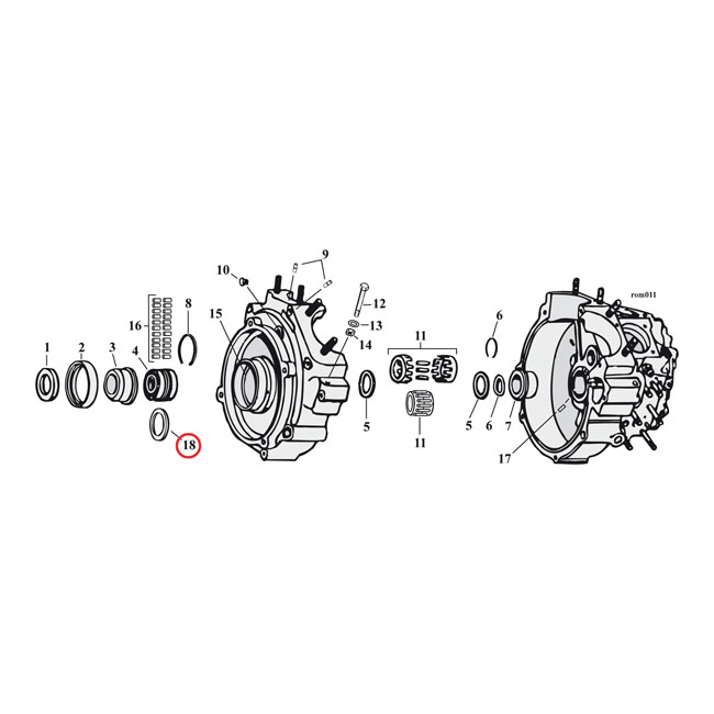 Sprocket shaft bearing spacer shim .092"