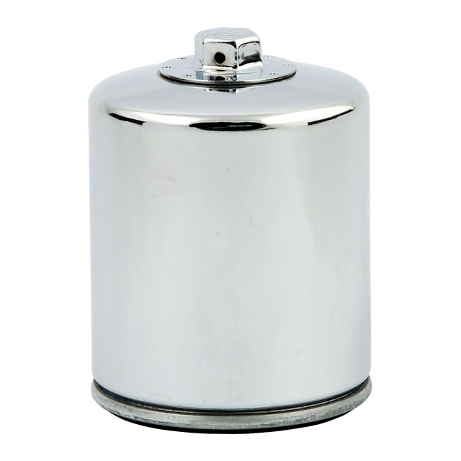 K&N, SPIN-ON OIL FILTER, WITH TOP NUT. CHROME
