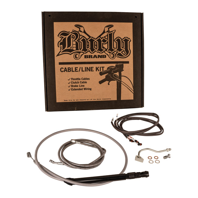 Burly, Bagger bar Cable/Line Kit 15". Stainless Steel