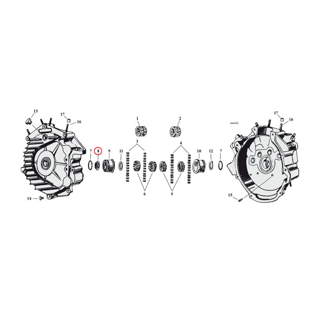 SPROCKET BEARING END, LEFT SIDE